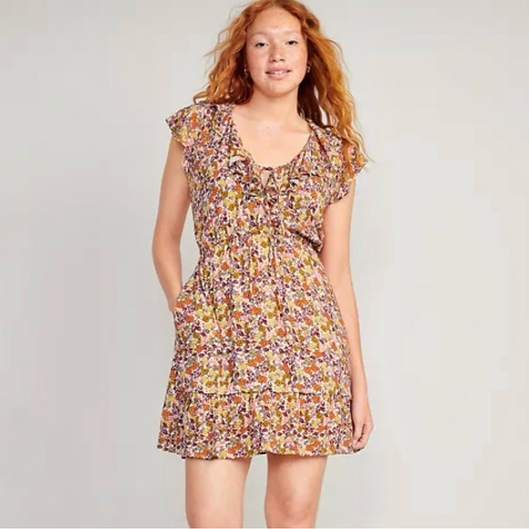Old Navy Dresses & Skirts - NWT Old Navy Rebel Waist-Defined Flutter-Sleeve Floral Mini Dress Size XL Tall